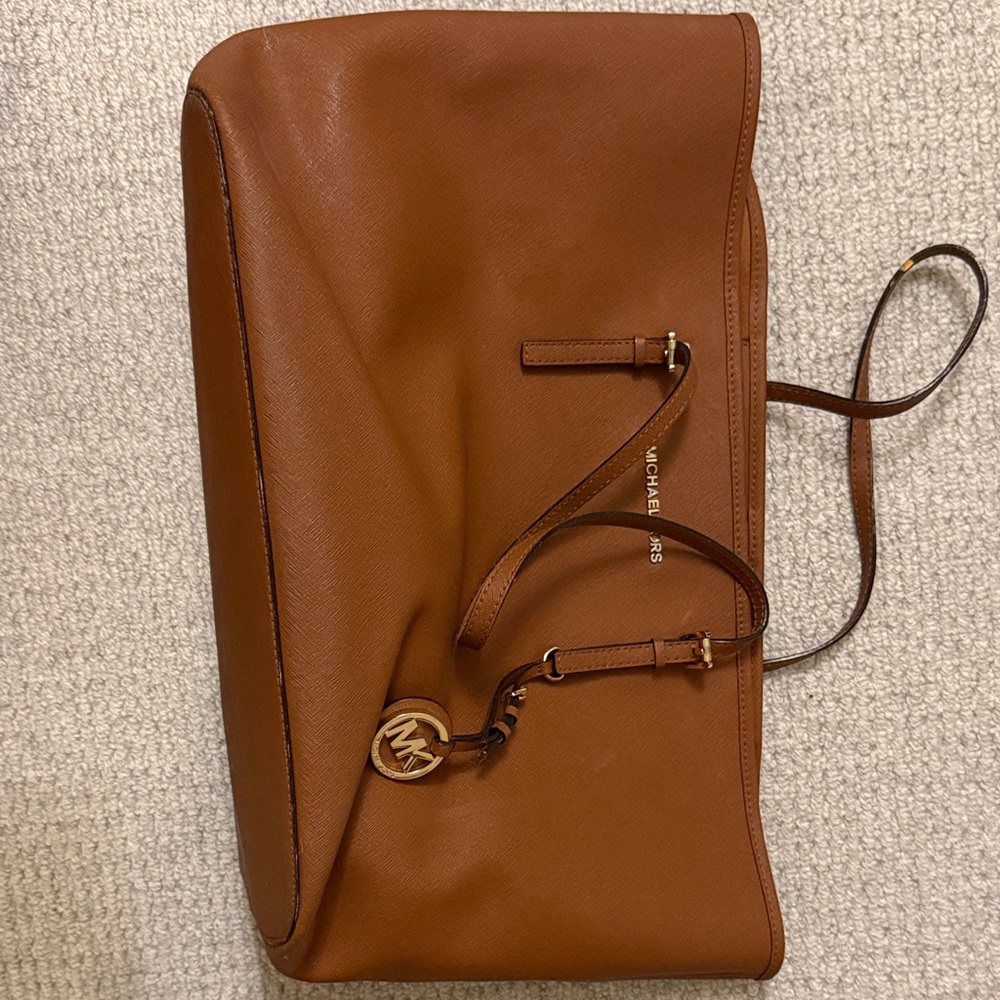 Michael Kors Cognac Saffiano Leather Shoulder Tote